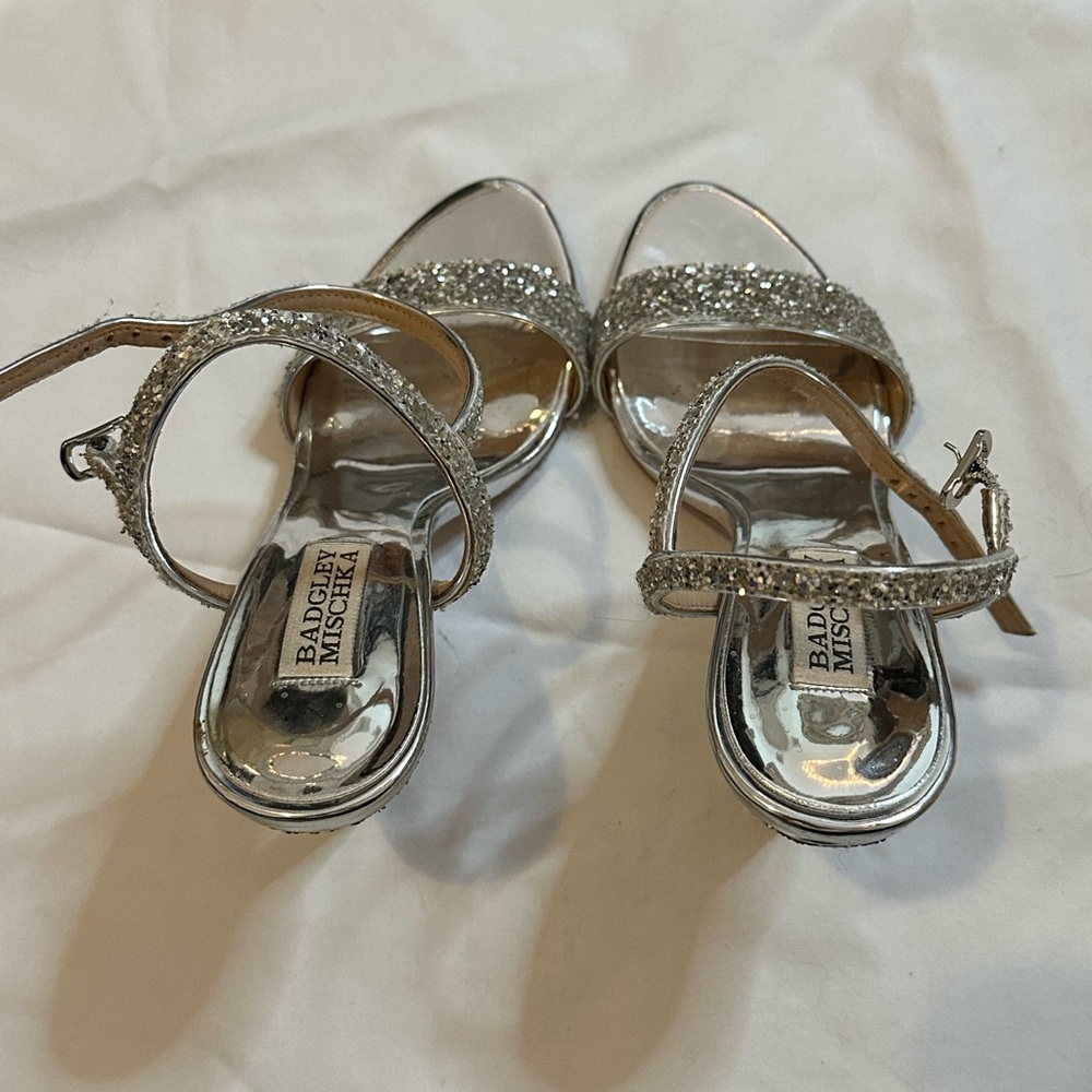 Badgley Mischka Sparkling Silver Sandals
